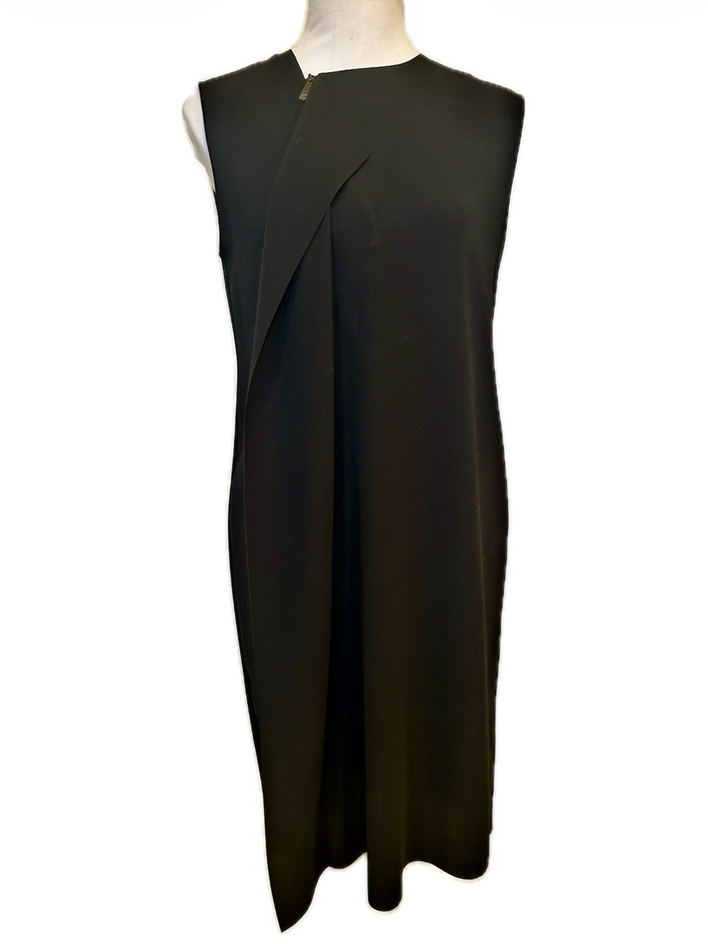 Vince Black Sleeveless Draped Shift Dress